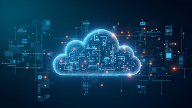 Robust cloud platform solution offering versatile computing power secure data storage and integrated services for comprehensive digital transformation in enterprises. in  Photo Stock  Concept  and emp