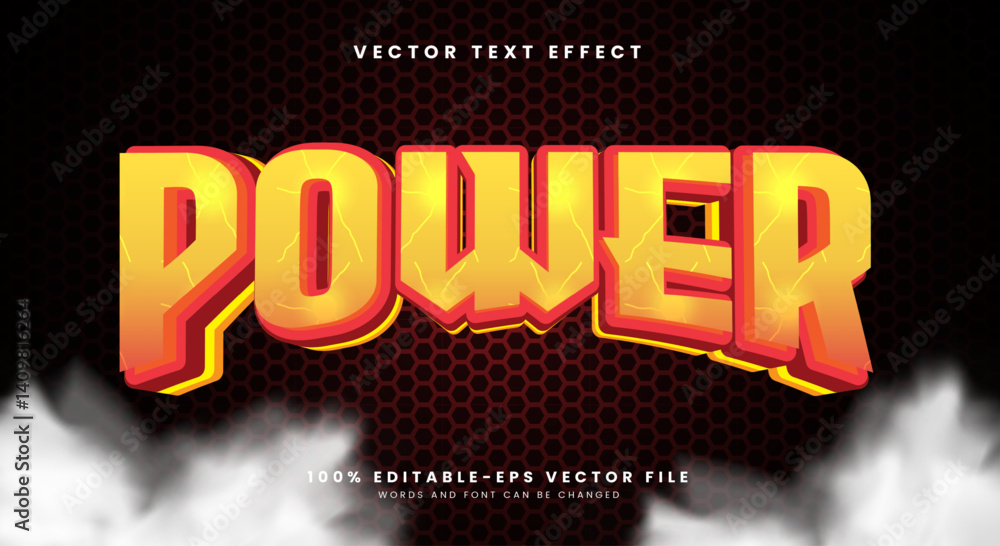 Poster power 3d editable text effect template suitable for thunder style theme
