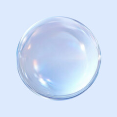 Realistic glossy glass ball.Abstract 3D light bubble with glare.Geometric abstract shape.