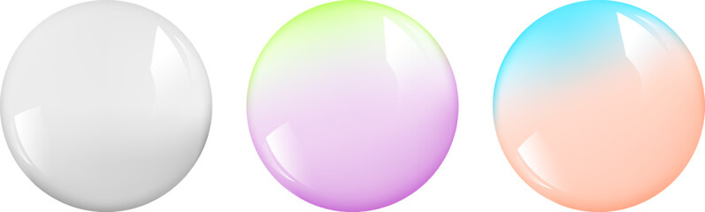 Realistic glossy glass ball.Abstract 3D light bubble with glare.Geometric abstract shape.