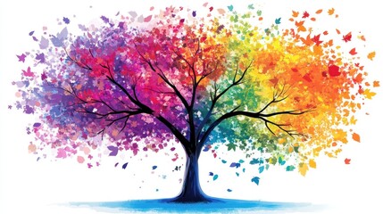 Rainbow Tree: A Vibrant Masterpiece of Colorful Leaves and Branches
