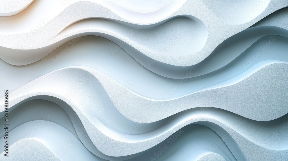 Poster a white background with a wave and stars, abstract light gray background with gradient and geometric