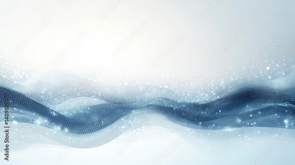Poster a white background with a wave and stars, abstract light gray background with gradient and geometric