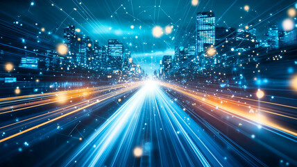 Fototapeta premium night city traffic