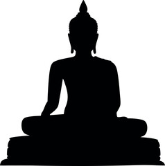 Minimal silhouette of Buddha meditating cross-legged in lotus position – great for clean vector projects, yoga printables, meditation class promotions, and spiritual wellness brand identity design