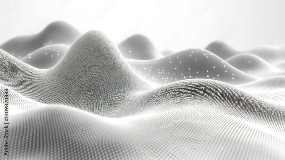 Poster a white background with a wave and stars, abstract light gray background with gradient and geometric