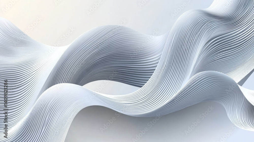 Poster a white background with a wave and stars, abstract light gray background with gradient and geometric
