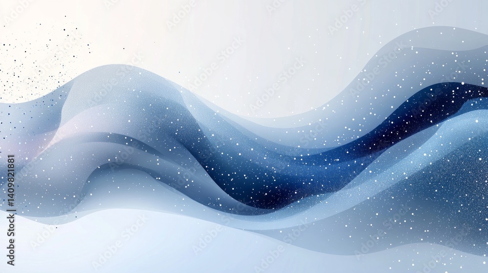 Poster a white background with a wave and stars, abstract light gray background with gradient and geometric