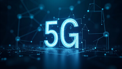 Futuristic 5G Technology Concept: Breakthrough Innovations in Connectivity & Digital Transformation for Progressive Enterprises - Empty Space Left