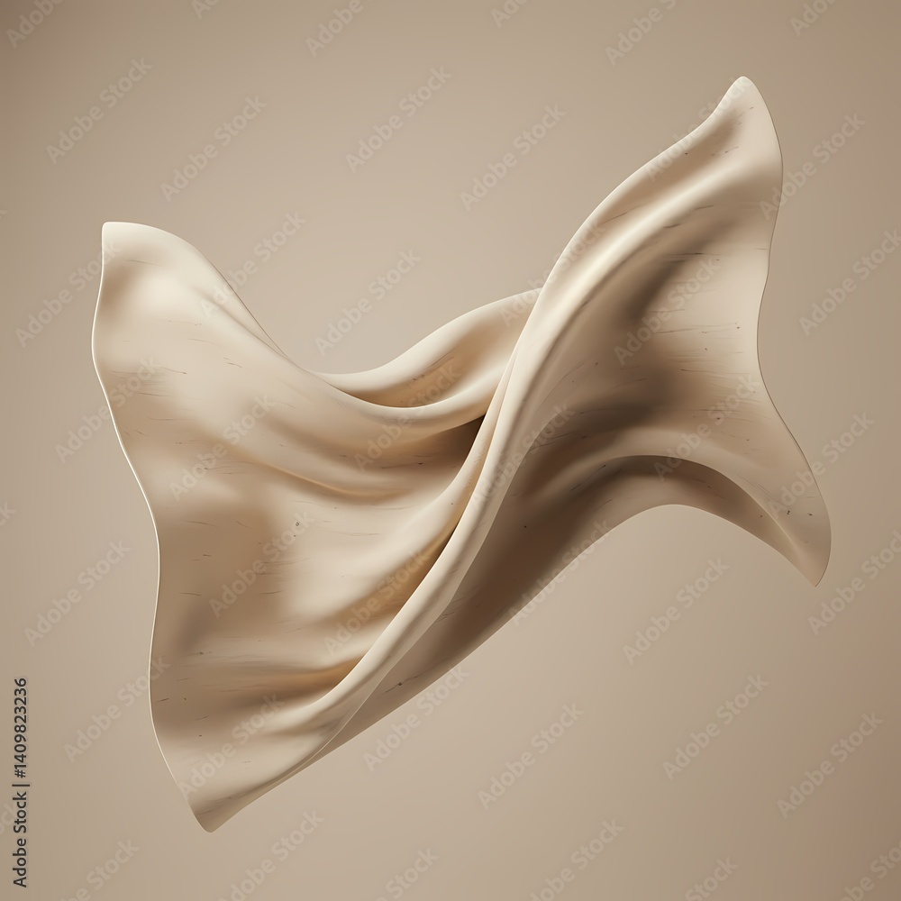 Poster floating beige fabric cloth textile texture background abstract smooth elegant design element concep