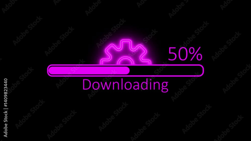 Poster motion graphics downloading concept animation video on plain black background
