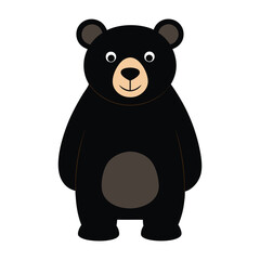 Cute Black Bear Cartoon Illustration