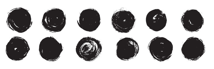 Grunge circles.Grunge round shapes. Dirty artistic design elements, frames for text. Vector illustration