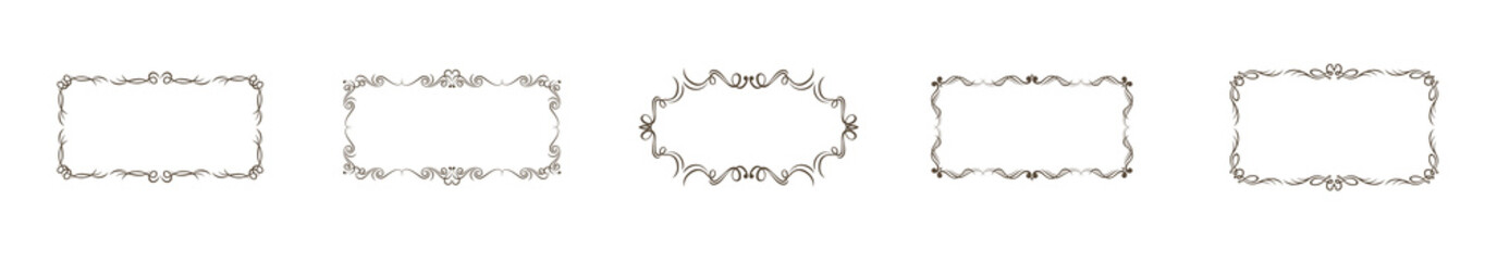 set of decorative rectangular frames and vintage ornament borders. Vector illustration