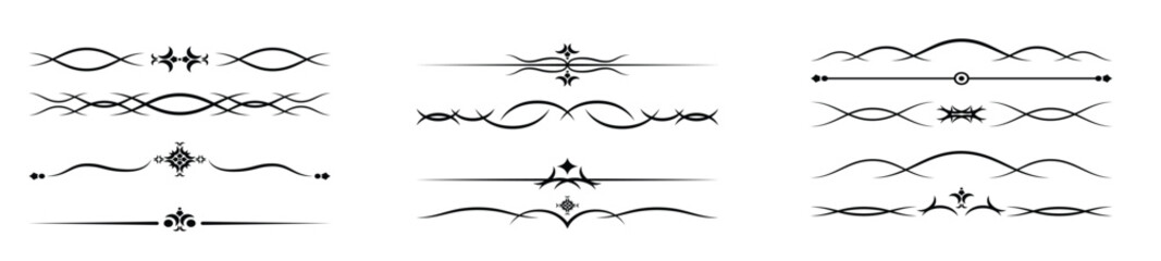 Vintage decoration, calligraphic ornament, corners and dividers vector illustration.