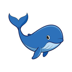 Cute Cartoon Whale in the Ocean