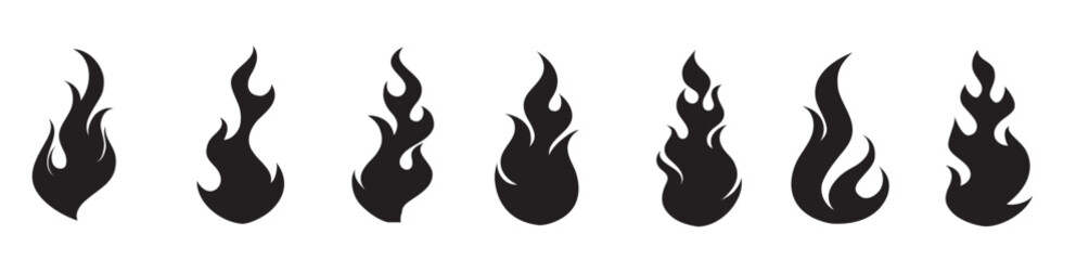 Set of Fire flames vector illustration