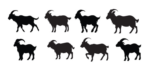 Goats isolated on white, hand drawn illustration