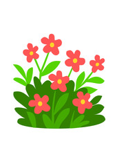 red flower with green leaves