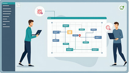 Fototapeta premium Innovative Visualization Tool for Mapping Customer Pathways and Touchpoints in Photo Stock: Enhance Service Delivery and Retention with Strategic Insights