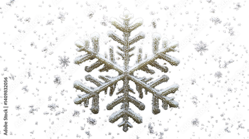 Poster elegant snowflake design, crafted from tiny shimmering particles against a dark background. perfect 