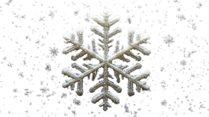Elegant snowflake design, crafted from tiny shimmering particles against a dark background.  Perfect for winter holiday themes, creating a sense of magic and wonder.