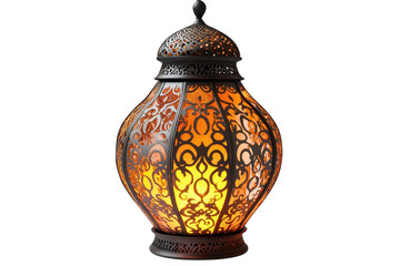 Elegant Moroccan lantern glowing warm light Ramadan symbol intricate on transparent background