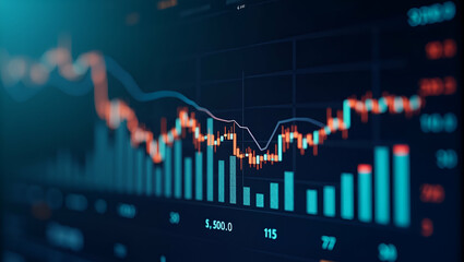 Naklejka premium Showcasing dynamic visuals illustrating stock market insights through detailed trend analysis financial graphs and real time market performance data for investors in Photo Stock Concept and empty s