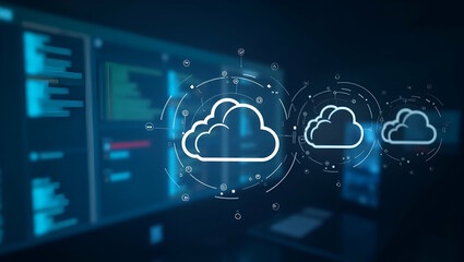 Advanced Cloud-Based Customization Services: Flexible Virtual Infrastructure & Adaptive Configurations for Modern Enterprise Solutions in Photo Stock with Left-Side Empty Space