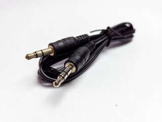 Aux audio jack cable. Isolated on white background