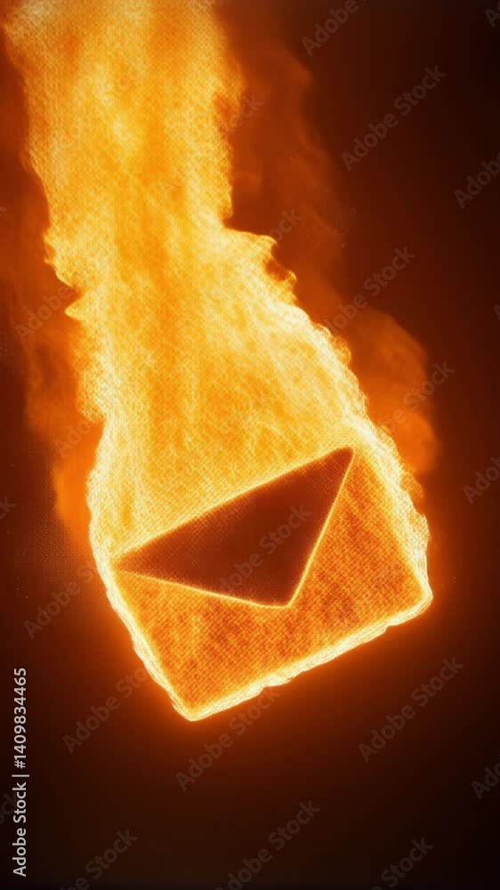 Poster a glowing envelope is surrounded by a fiery explosion