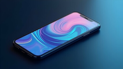 Modern Smartphone Screen Mockup Design: High-Resolution Display Simulation & Dynamic Visuals for Tech Presentations in Photo Stock with Left-Side Empty Space