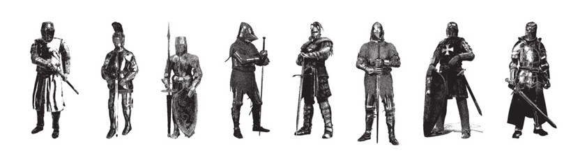 Medieval Knights Vector Set.