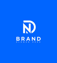 Modern ND, DN monogram logo design, brand identity, blue background