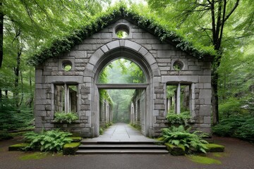 Fototapeta premium Gothic ruins of a once-green world overtaken by global warming