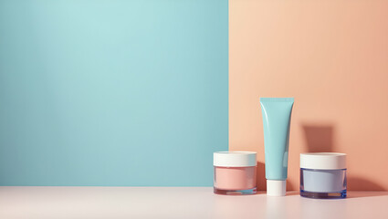 Transform Cosmetic Branding: Refined Creative Ideas & Contemporary Design Aesthetics for Enhanced Visual Appeal in Photo Stock Imagery - Empty Space on Left