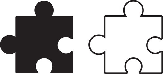 Two pieces of jigsaw puzzle or autism puzzle piece symbol flat vector icon for apps and websites