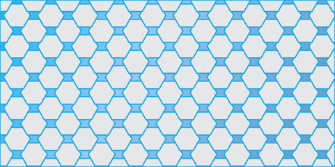 Blue seamless vector pattern design with geometric hexagonal shapes
