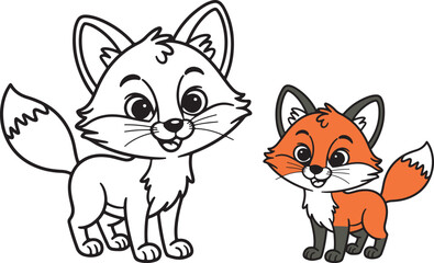 Coloring Book Cute Cartoon Cat Character Vector Illustrations , Coloring Page 