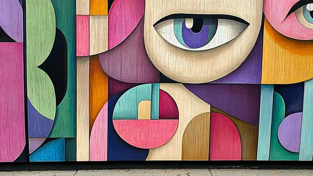 City mural abstract art vibrant colors street