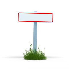 panneau vierge d'entrée de ville en France - rendu 3D - fond transparent
