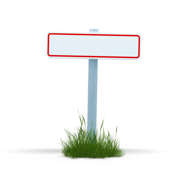 panneau vierge d'entr&eacute;e de ville en France - rendu 3D - fond transparent