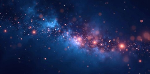 Fototapeta premium Glowing stars and galaxy background in night sky with soft focus, universe, dark sky