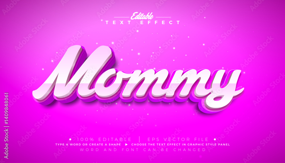 Poster mothers day 3d text effect design editable and scalable vector graphic style effect with shadow and 