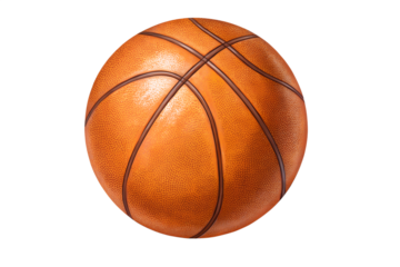 Classic orange basketball with texture, isolated on a clean white background. Great for sports posters, infographics, or school projects.