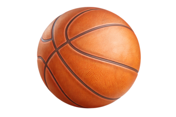 Classic orange basketball with texture, isolated on a clean white background. Great for sports posters, infographics, or school projects.
