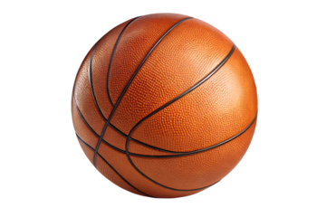Classic orange basketball with texture, isolated on a clean white background. Great for sports posters, infographics, or school projects.