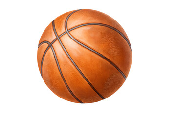 Fototapeta premium Classic orange basketball with texture, isolated on a clean white background. Great for sports posters, infographics, or school projects.