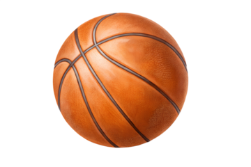 Classic orange basketball with texture, isolated on a clean white background. Great for sports posters, infographics, or school projects.