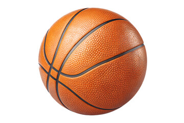 Fototapeta premium Classic orange basketball with texture, isolated on a clean white background. Great for sports posters, infographics, or school projects.